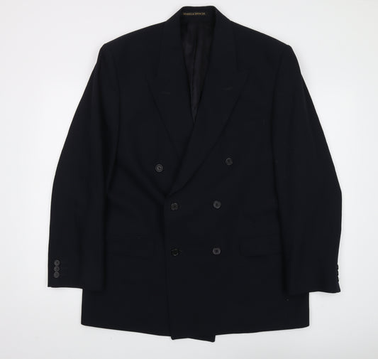 Marks & Spencer Men's Black Wool Blazer, 42R Double-Breasted