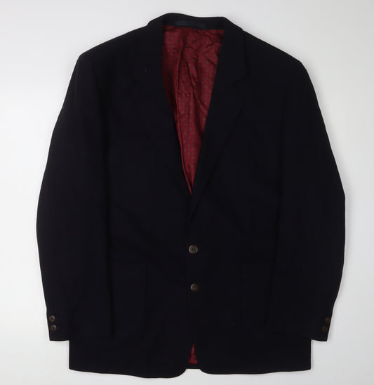 St Michael Men's Navy Long Blazer, Size 42L, Wool-Cashmere Blend