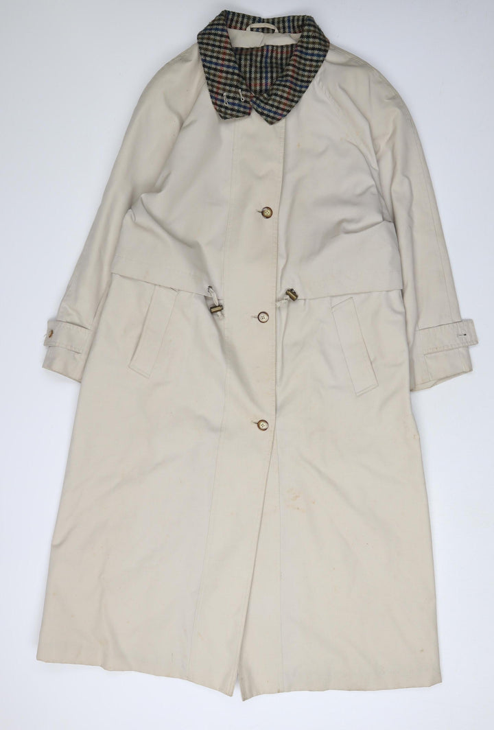 BHS Women's Beige Trench Coat Size 16 Classic Check