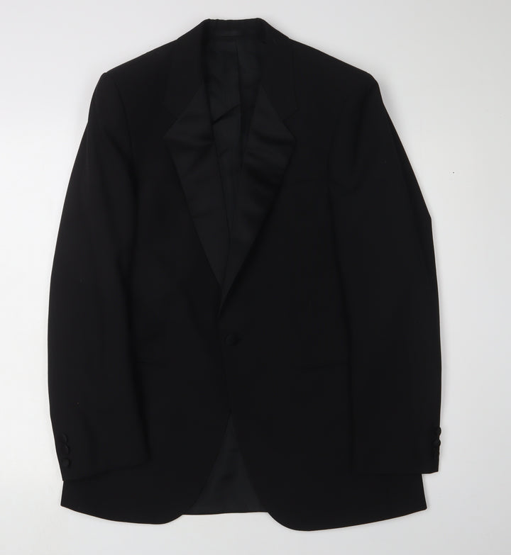 St Michael Men's Black Tuxedo Suit Jacket, 38R, Shawl Lapel
