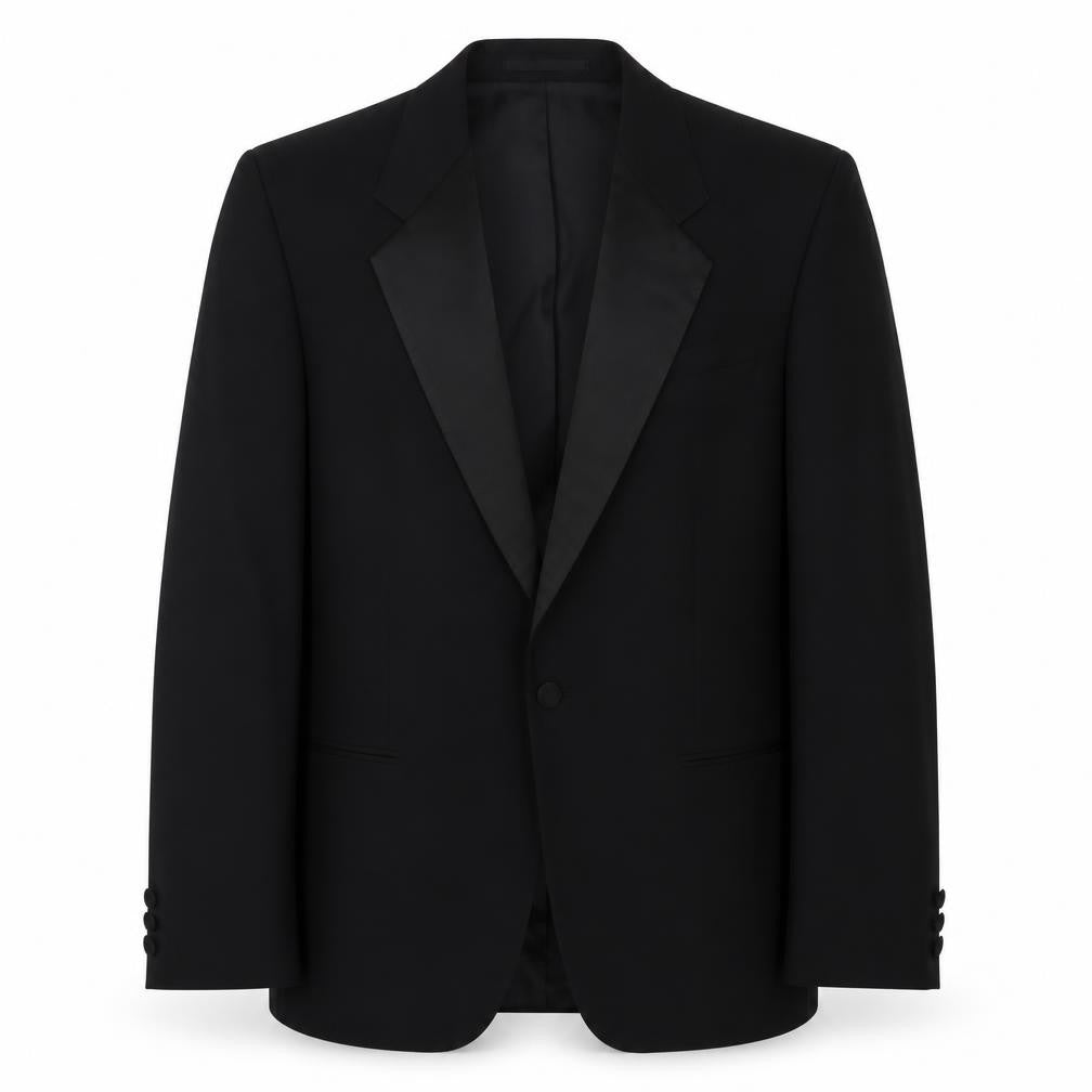 Front view of St Michael Men's Black Tuxedo Suit Jacket, 38R, Shawl Lapel