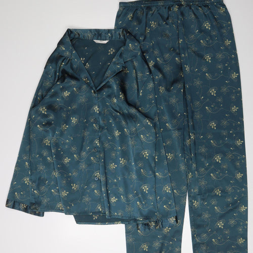 Marks and Spencer Women's Blue Floral Pyjama Set - Size 16