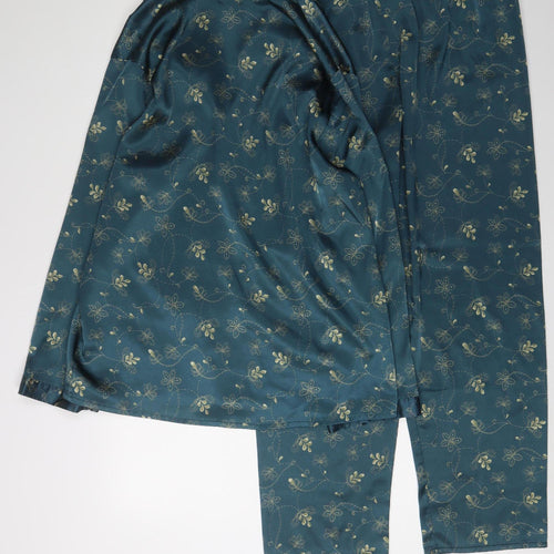 Marks and Spencer Women's Blue Floral Pyjama Set - Size 16