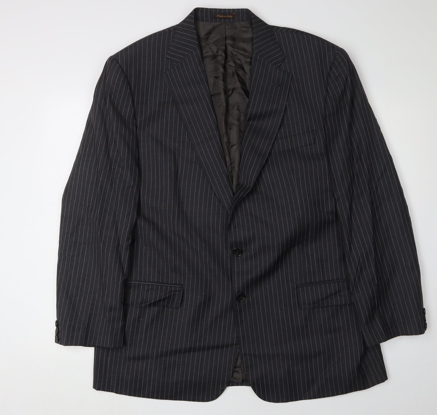 Marks and Spencer Men's Grey Striped Wool Blazer Size 46L