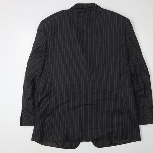 Marks and Spencer Men's Grey Striped Wool Blazer Size 46L