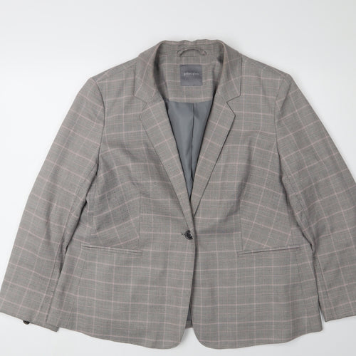 Principles Women's Grey Check Suit Jacket - Size 18