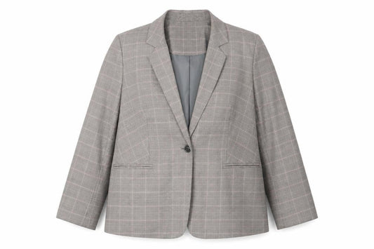 Front view of Principles Women's Grey Check Suit Jacket -, size 18