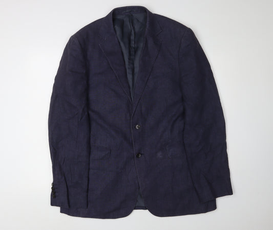 John Lewis Men’s Blue Linen Blazer 42L Regular Fit