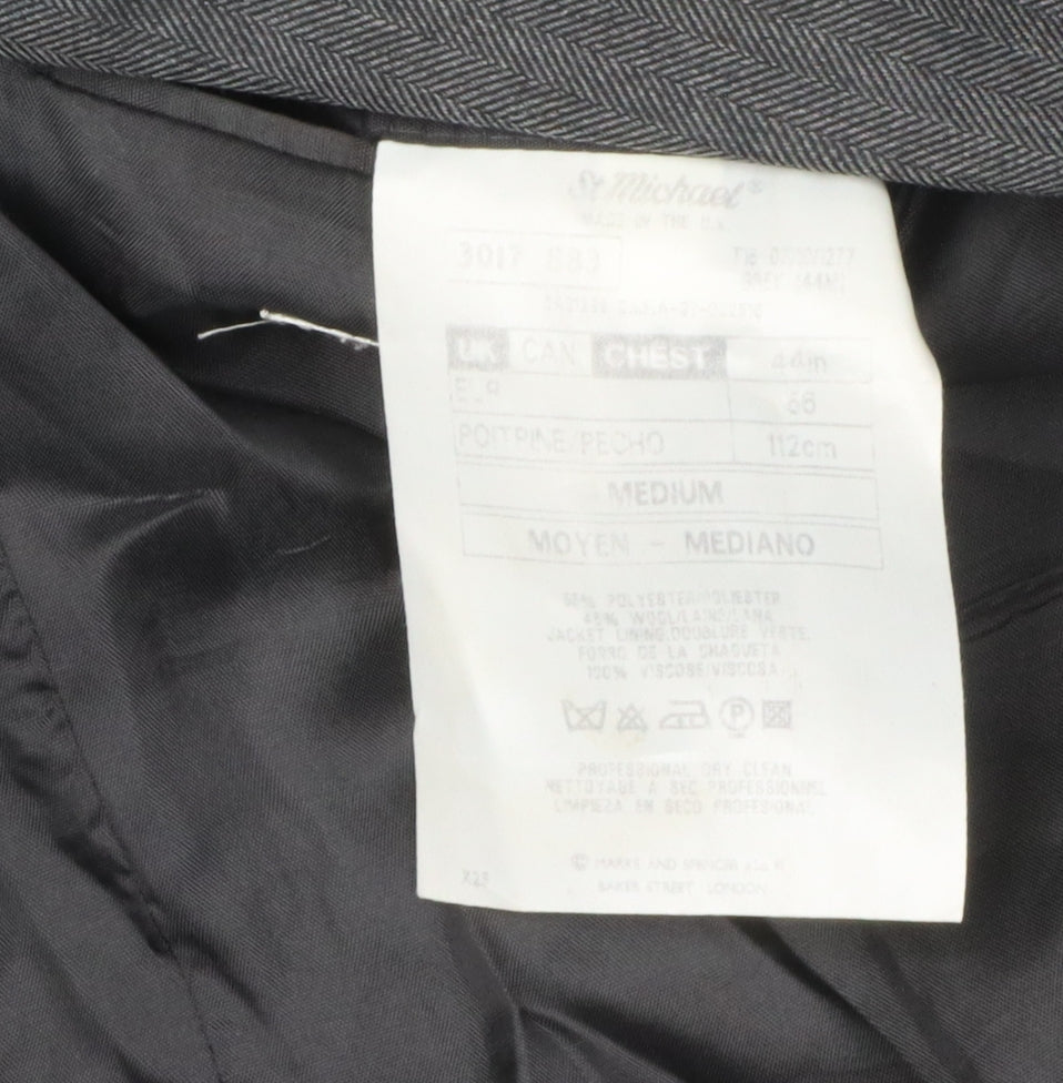 Marks and Spencer Men's Grey Blazer, Size 44r, Classic Fit