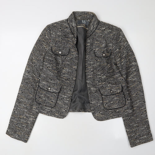 BHS Women's Grey Cropped Blazer - Size 14 Excellent