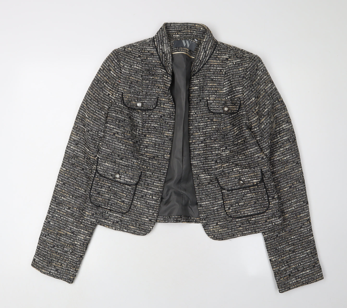 BHS Women's Grey Cropped Blazer - Size 14 Excellent