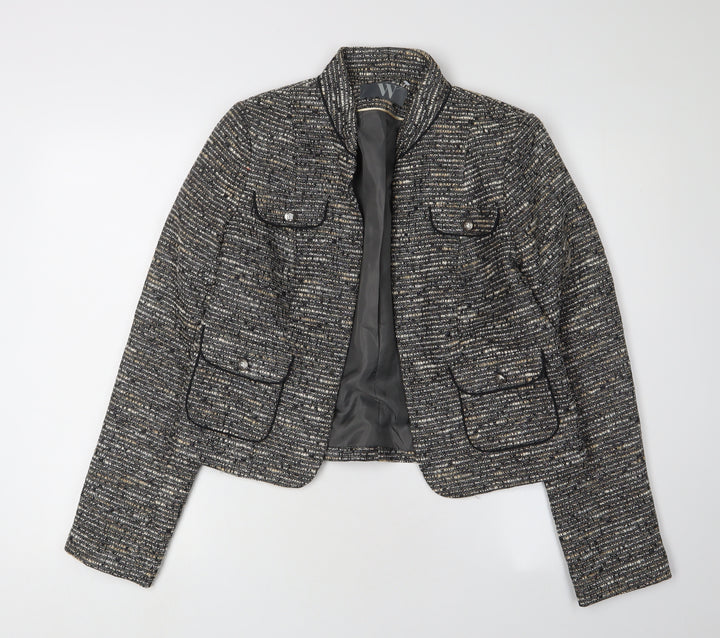 BHS Women's Grey Cropped Blazer - Size 14 Excellent