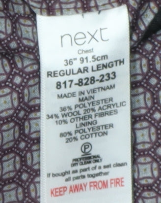 Next Men's Brown Slim Fit Blazer, Size 36R, Regular Length