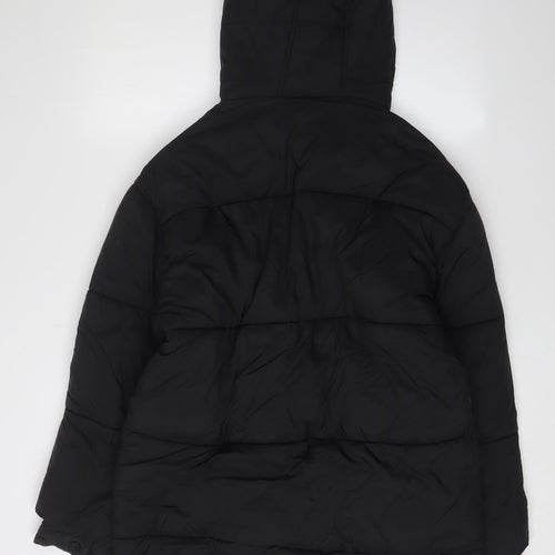 Topshop Women's Black Puffer Jacket Size 10 Hooded