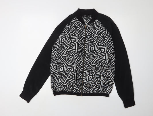 Miso Women's Black Bomber Jacket Size 10 Geometric