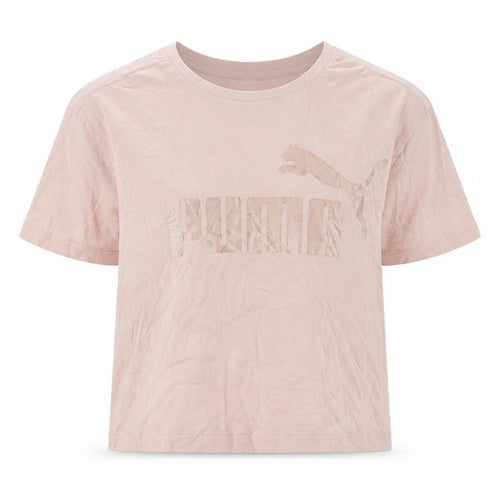 Puma Girls Pink T-Shirt 11-12 Years Short Sleeve Crew Neck Logo