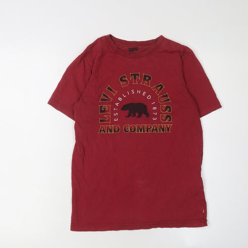 Levi's Boys Red Graphic Print T-Shirt M Basic Style