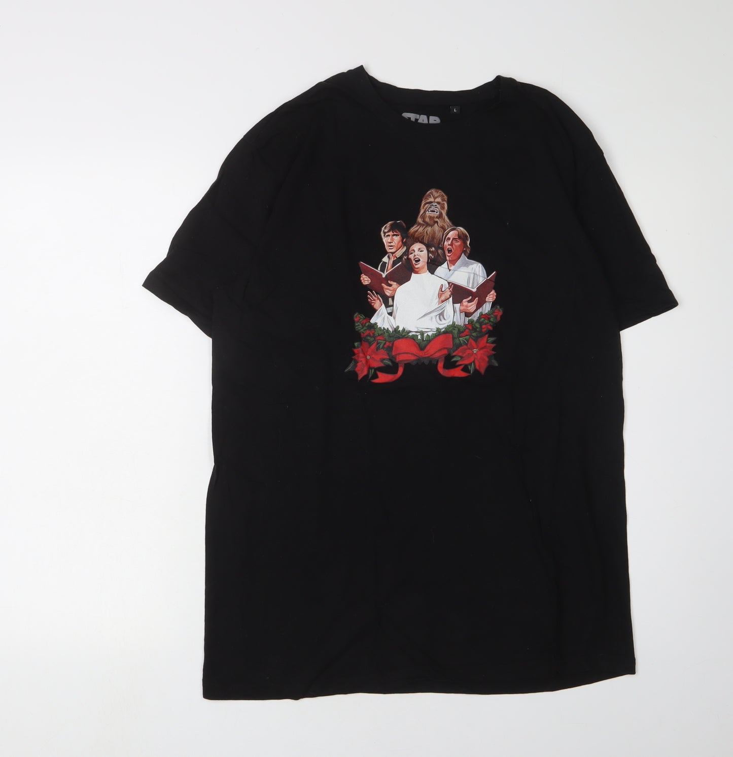 Star Wars Men's Christmas T-Shirt L Black Crew Neck