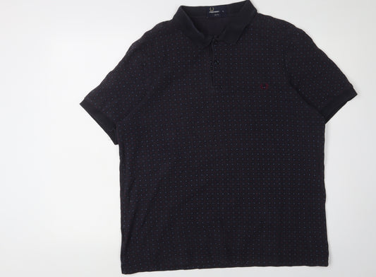 Fred Perry Men's Black Polka Dot Slim Fit Polo XL