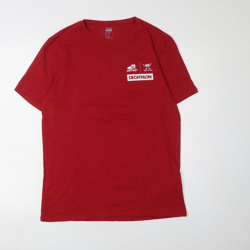 Decathlon Men's Red Gym T-Shirt, Medium, Regular Fit