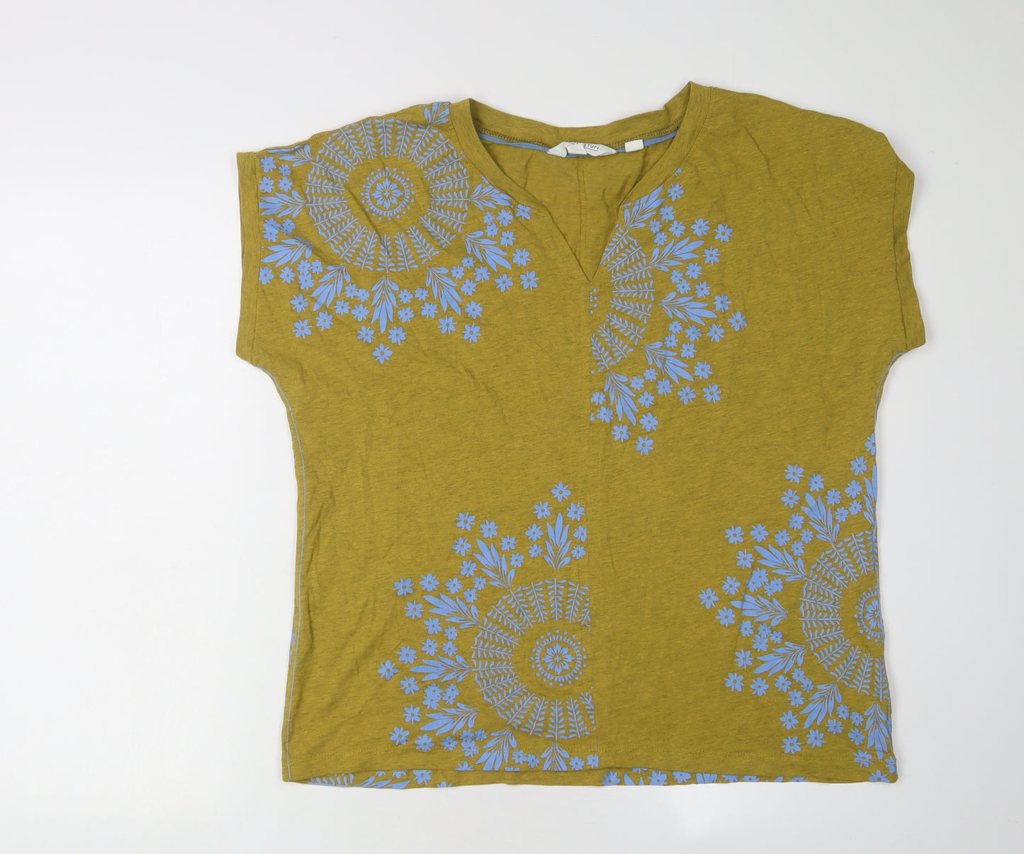 White Stuff Women's Green Floral Embroidered Top
