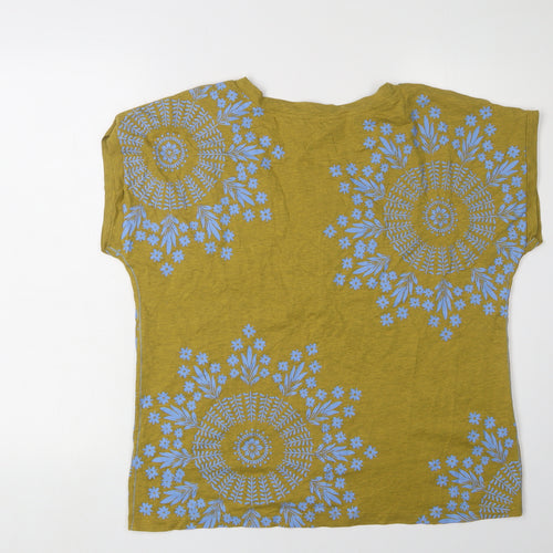 White Stuff Women's Green Floral Embroidered Top