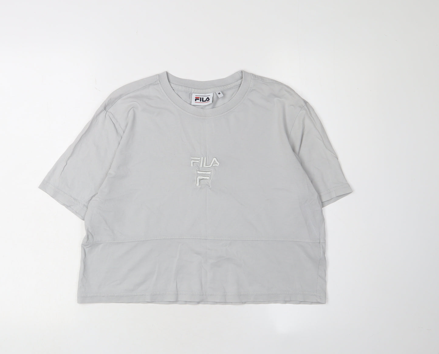 Fila Unisex Grey T-Shirt M Basic Casual Embroidered