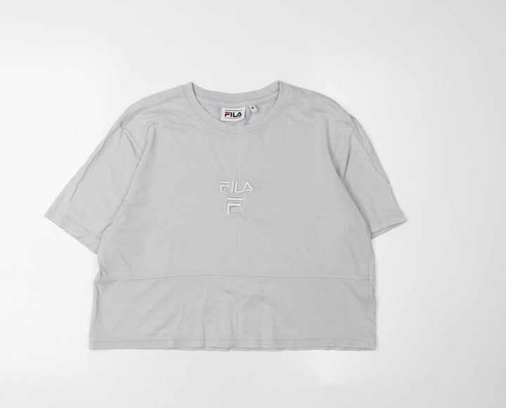 Fila Unisex Grey T-Shirt M Basic Casual Embroidered