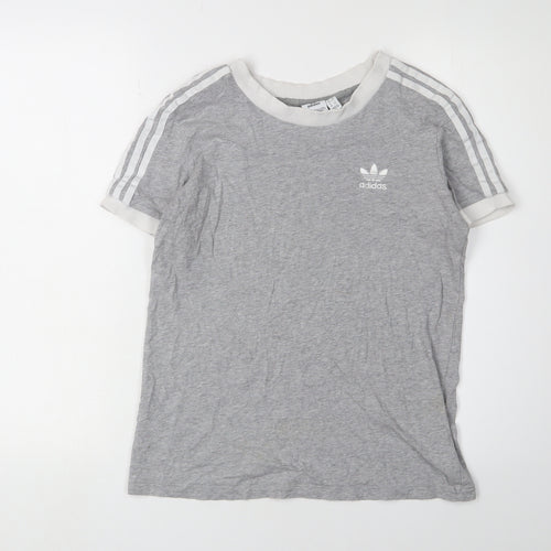 Adidas Grey Women's Ringer T-Shirt, Size 10