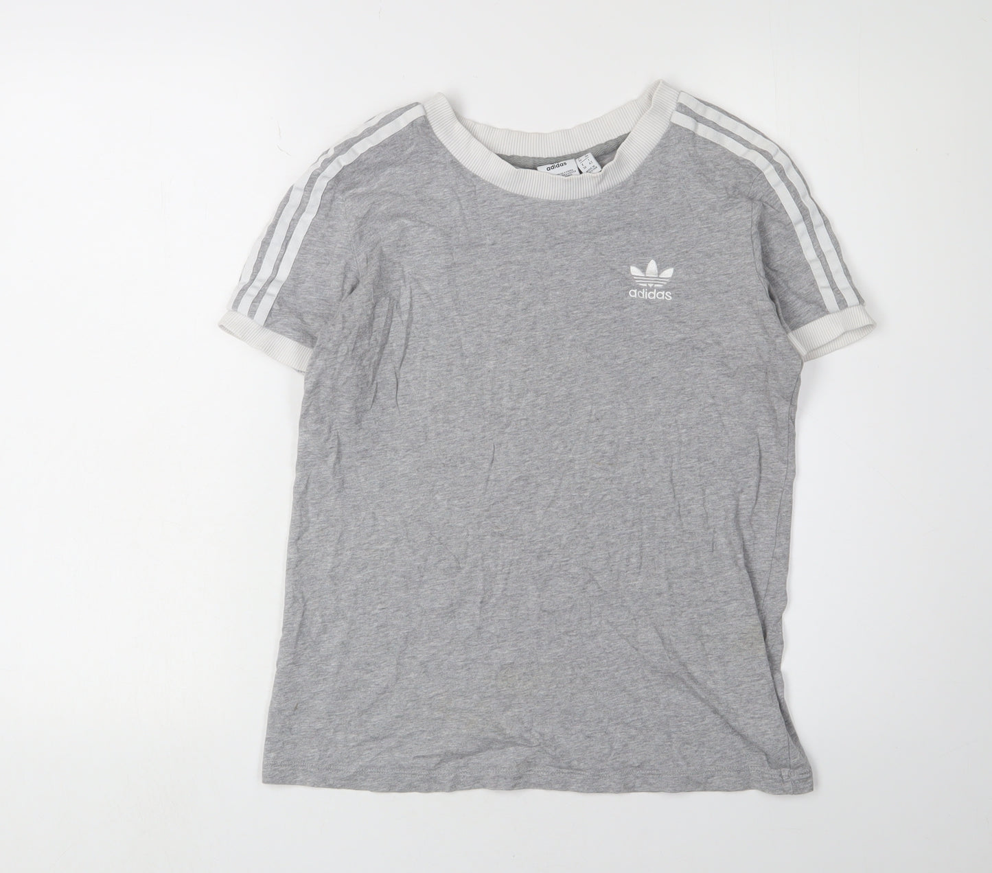 Adidas Grey Women's Ringer T-Shirt, Size 10
