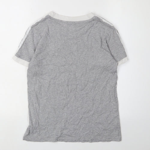 Adidas Grey Women's Ringer T-Shirt, Size 10
