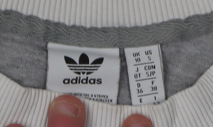 Adidas Grey Women's Ringer T-Shirt, Size 10