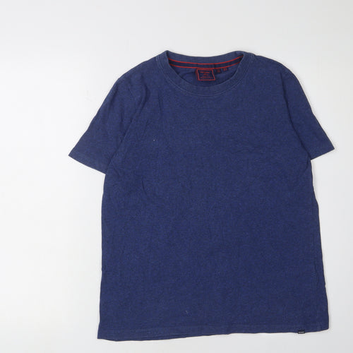 Superdry Women's Blue Cotton Crew Neck T-Shirt - Size 8