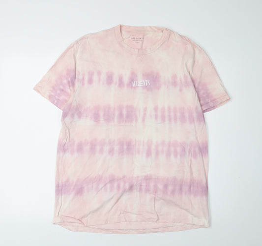 AllSaints Tie-Dye Pink Men's T-Shirt S Relaxed Fit