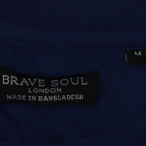 Brave Soul Men's Blue Crew Neck T-Shirt, Size M
