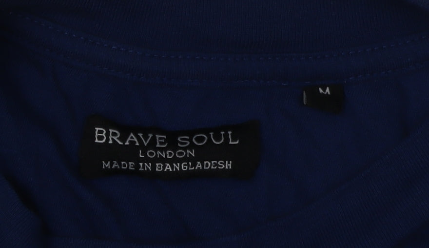 Brave Soul Men's Blue Crew Neck T-Shirt, Size M