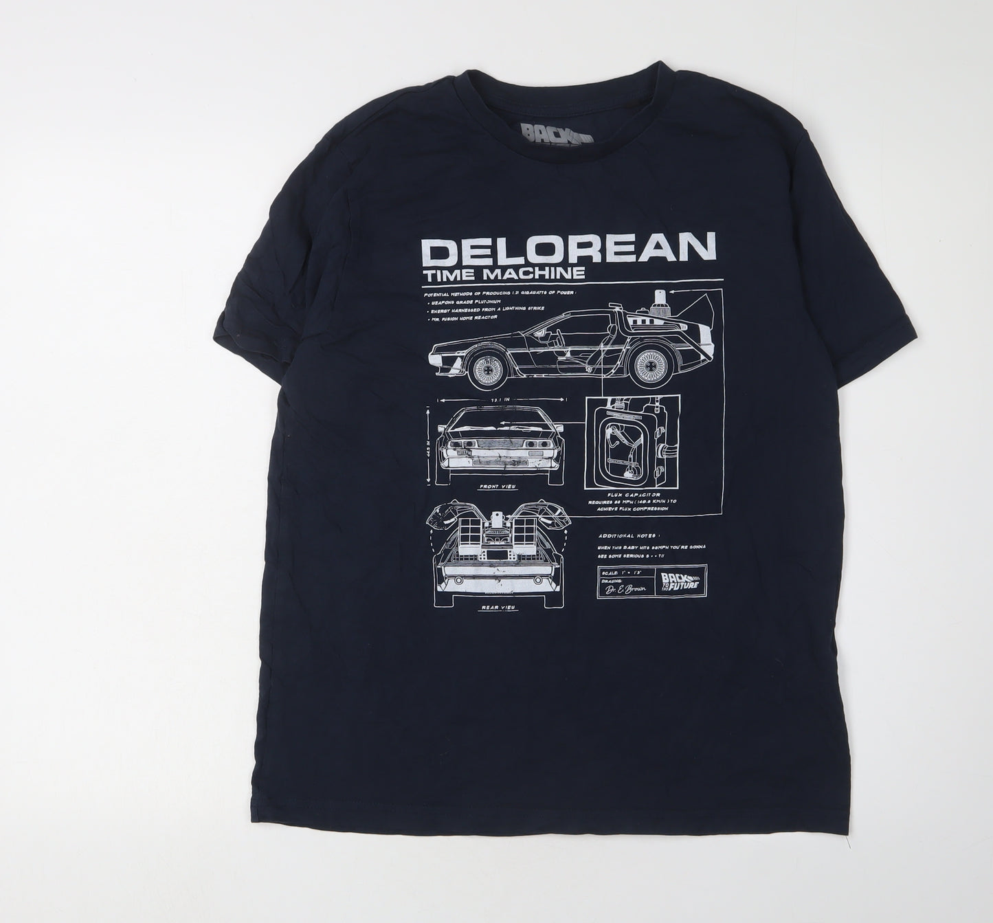 Back to the Future Men's Black Medium Delorean T-Shirt Size M