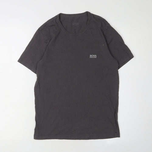 Hugo Boss Men's Black Crew Neck Cotton T-Shirt, Size S