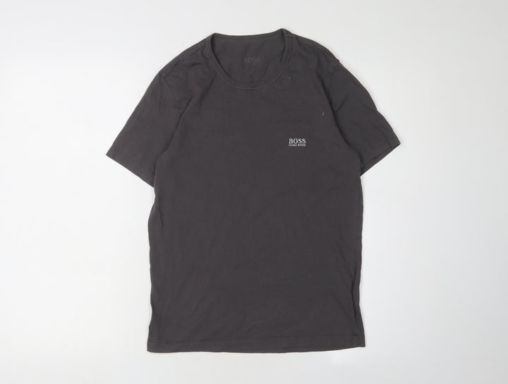 Hugo Boss Men's Black Crew Neck Cotton T-Shirt, Size S