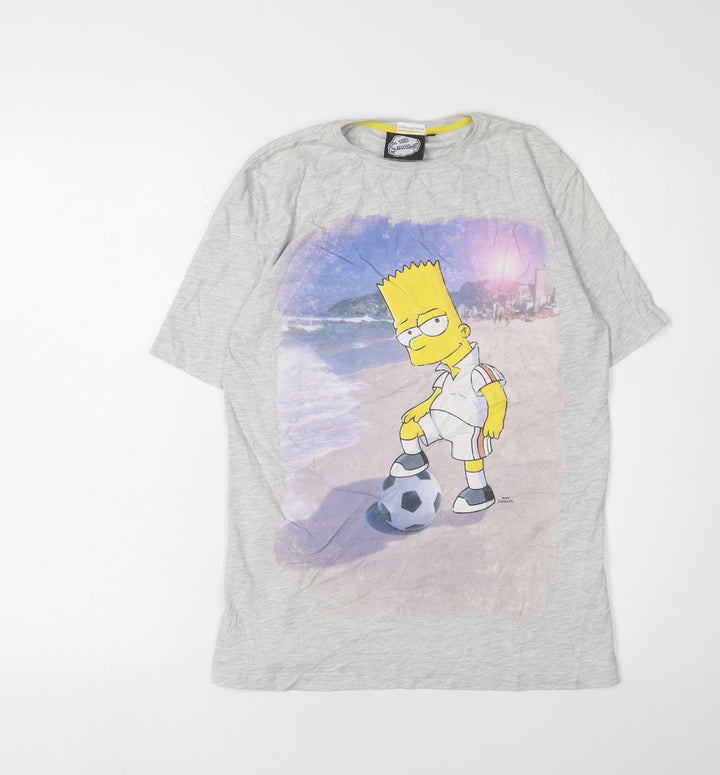 The Simpsons Boys Grey Cartoon T-Shirt, Size 12-13 Years