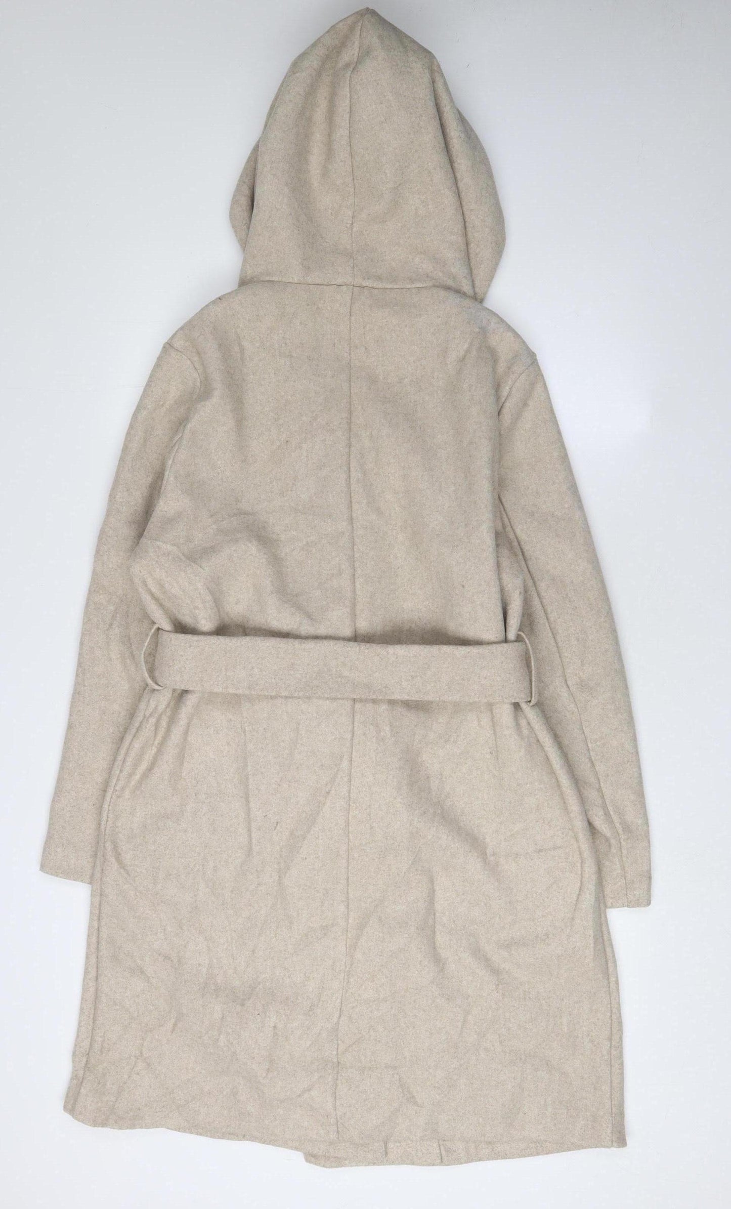 Zara Women's Beige Hooded Belted Coat Size 10