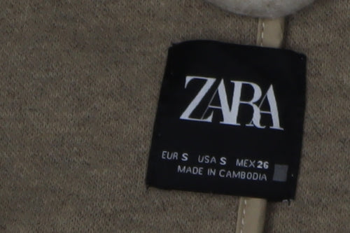 Zara Women's Beige Hooded Belted Coat Size 10