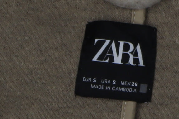 Zara Women's Beige Hooded Belted Coat Size 10