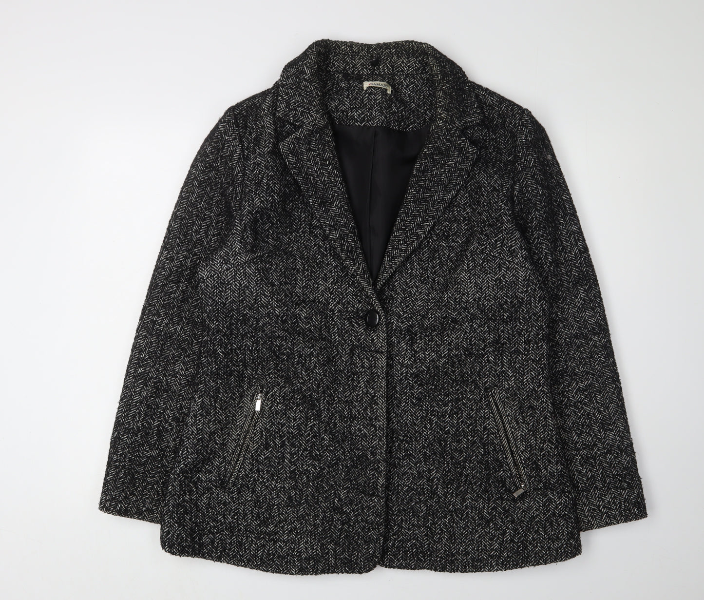 Damart Women's Black Herringbone Blazer Size 16
