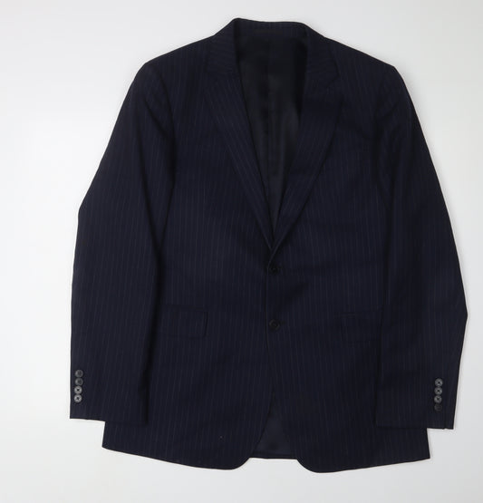 Jaeger Men's Blue Blazer 42R Classic Wool Striped