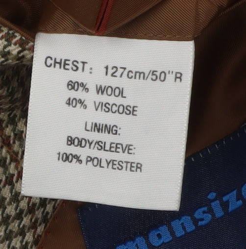 Mansize Men's Brown Tweed Blazer 50R Classic Check