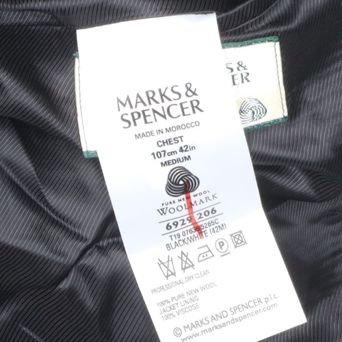 Marks and Spencer Men's Black Check Blazer 42R