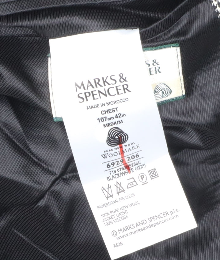 Marks and Spencer Men's Black Check Blazer 42R