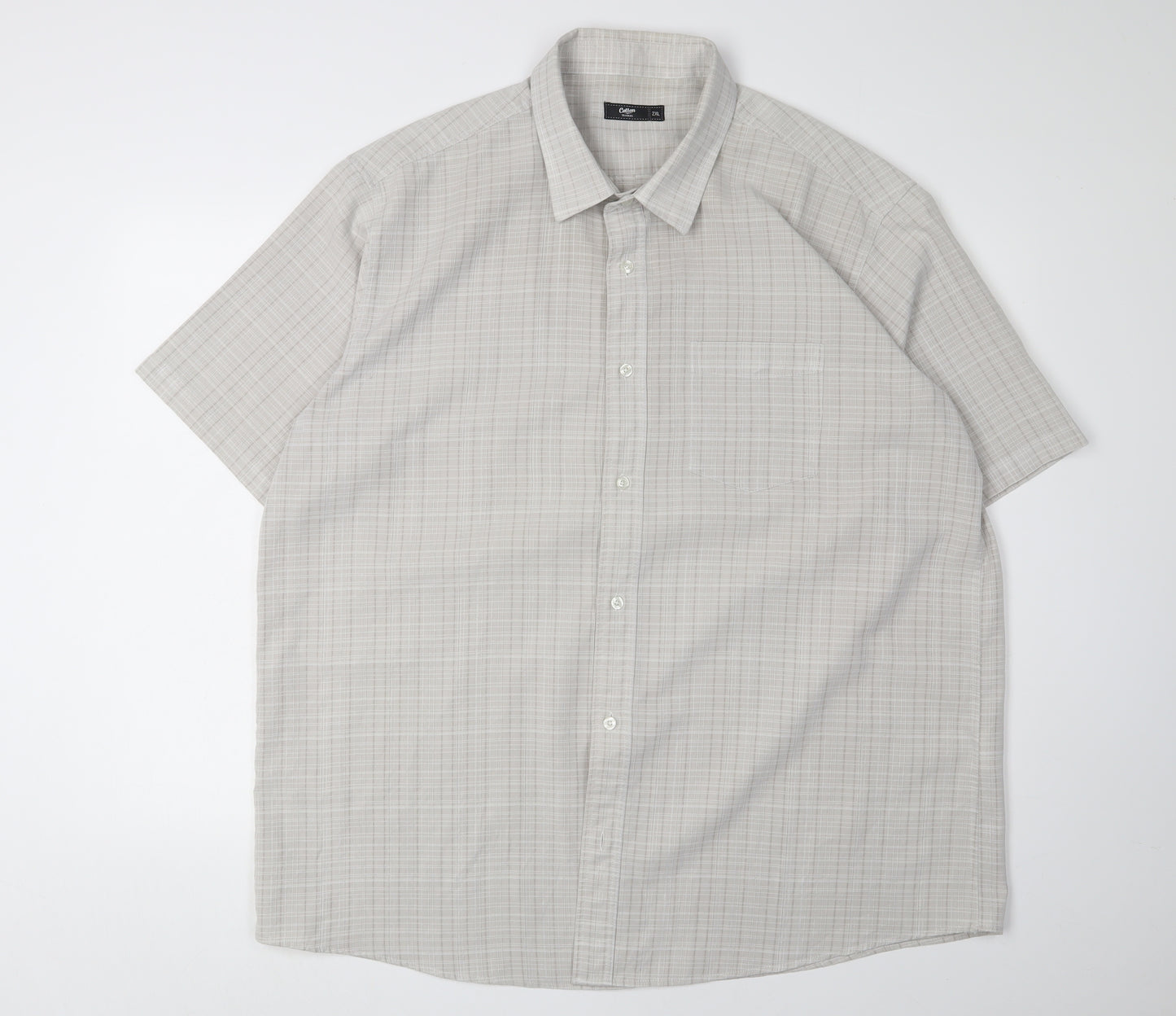 Cotton Traders Men's 2XL Beige Short Sleeve Button-Up Shirt