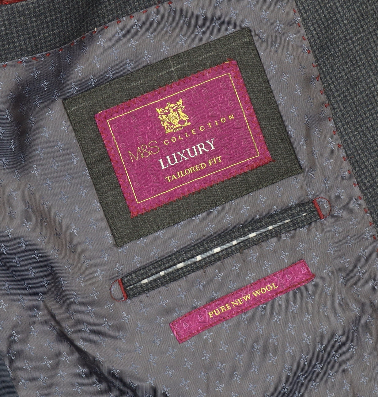 Marks and Spencer Men's Blue Check Blazer 46S